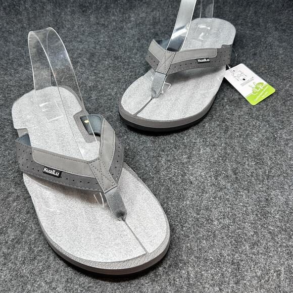 NEW Kuailu Men's Flip Flops Size 14 Gray Arch Support Comfort Sandals - Picture 1 of 6